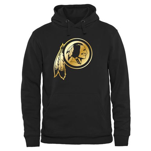 Men's Washington Redskins Pro Line Black Gold Collection Pullover Hoodie - Click Image to Close